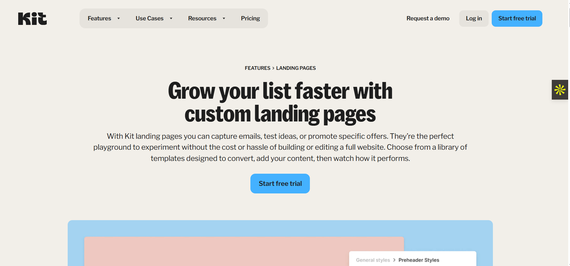 Kit free landing page builder