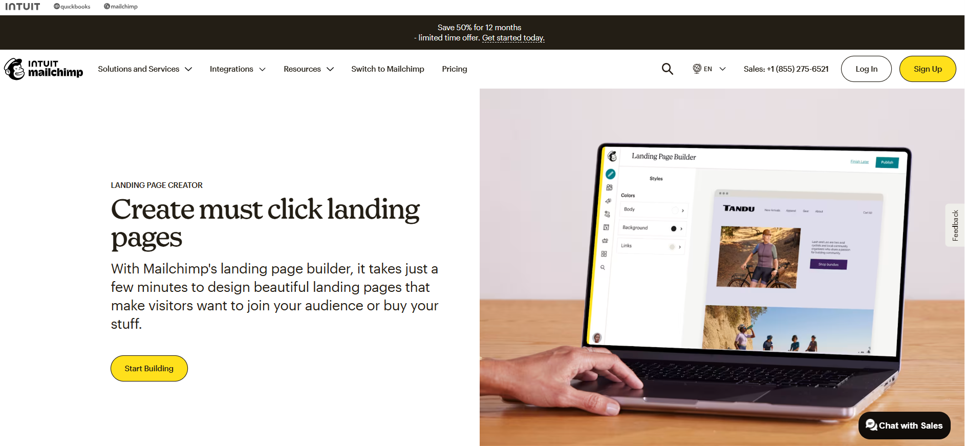 Mailchimp landing page builder